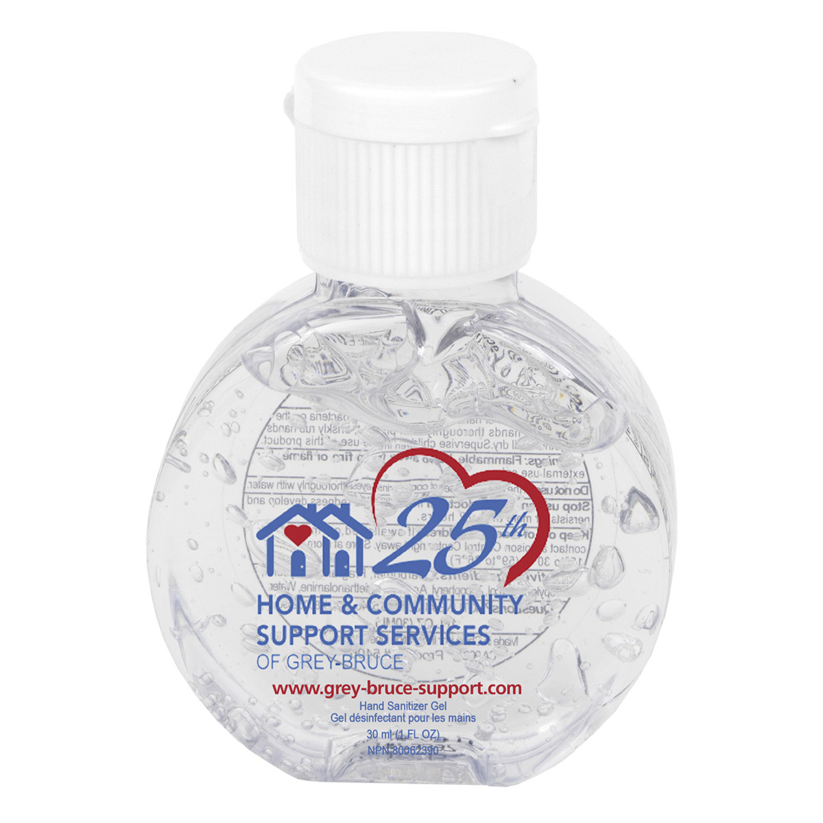 “CirPal” 1 oz Compact Hand Sanitizer Antibacterial Gel in Round Flip-Top Squeeze Bottle